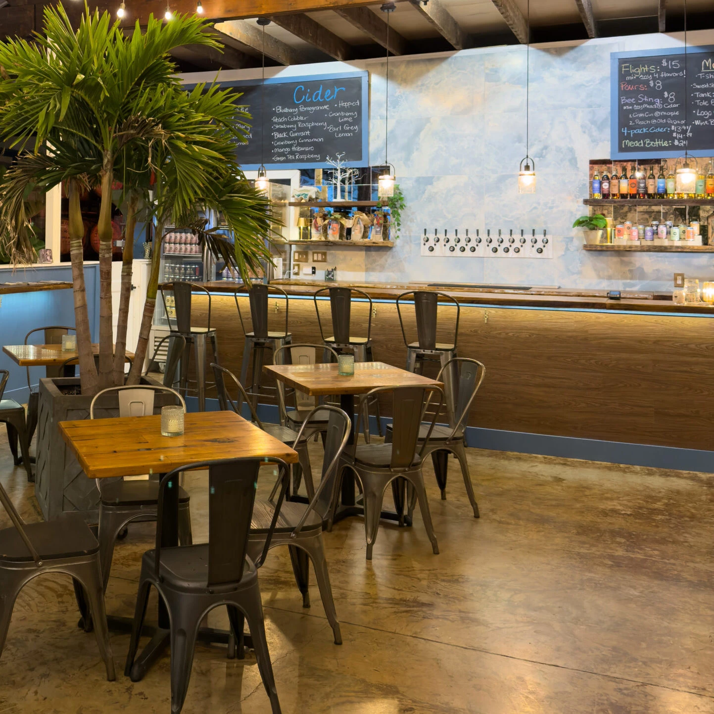 Renovated Beach Bee Meadery tasting room with modern bar in Long Branch NJ